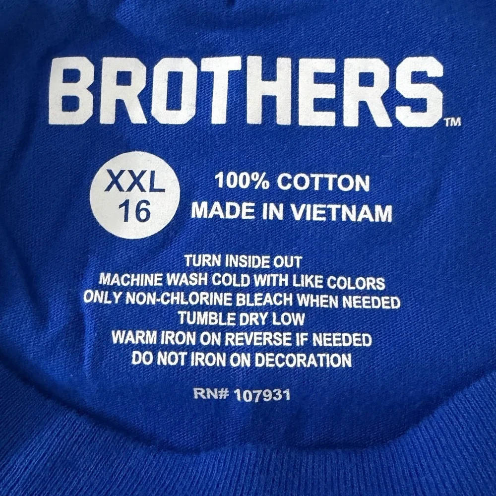 Brothers by Justice Boys XXL 16 Mustache Xing Graphic Long Sleeve Tee Blue NWT